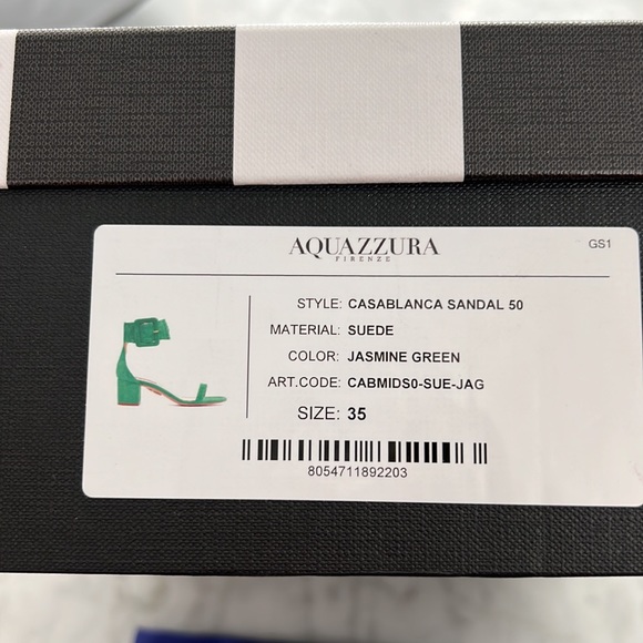 Authentic Aquazzura Suede 💯 goat skin Jasmine green sandals - Picture 9 of 13